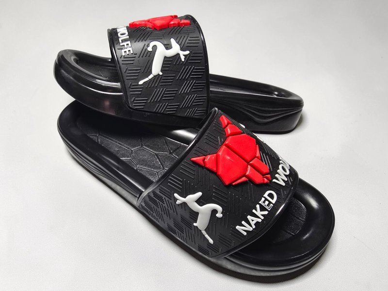 3007 شبشب ربر بروتان رجالي خريطة - ولف - احمر*ابيض