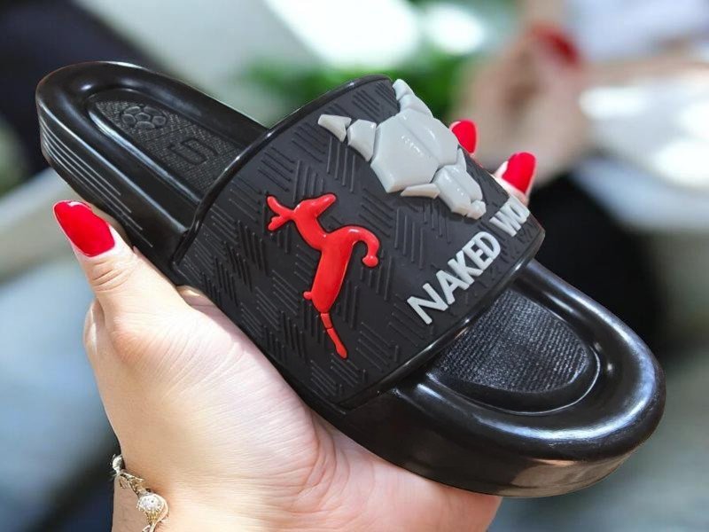 3001 شبشب ربر بروتان رجالي 3 سم - ولف- ابيض*احمر