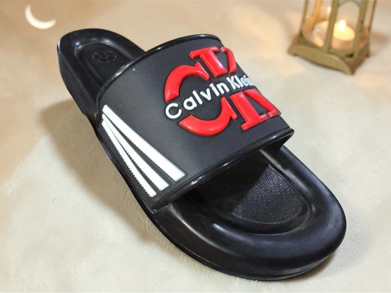 3001 شبشب ربر بروتان رجالي 3 سم - ck - احمر*ابيض