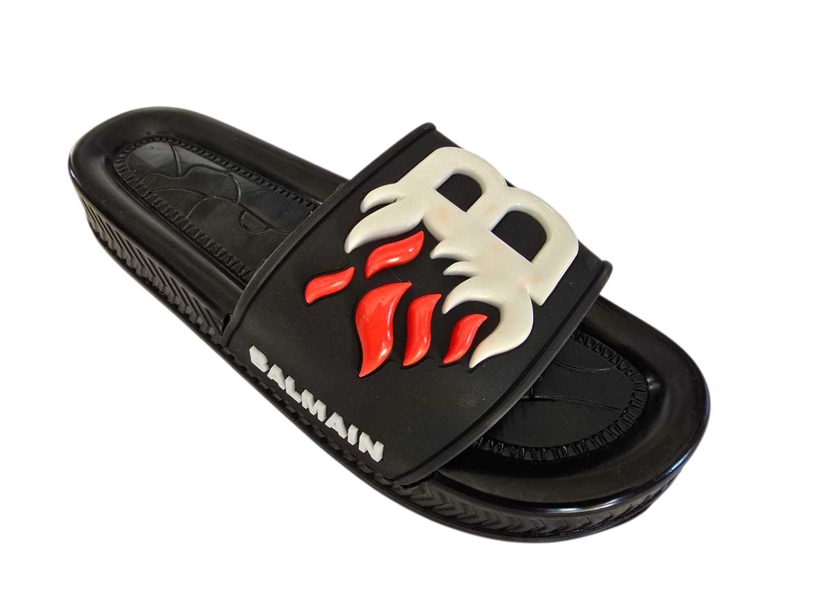 3007 شبشب ربر بروتان رجالي خريطة مشرح - BB - ابيض*احمر