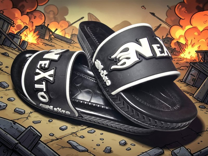 3001 شبشب ربر رجالي مشرح - نكست- اسود*ابيض