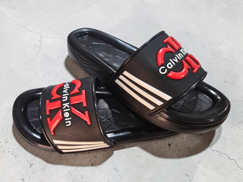 3002 شبشب ربر بروتان رجالي خريطة  - ck- احمر*ابيض